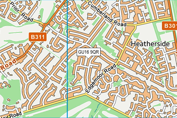 GU16 9QR map - OS VectorMap District (Ordnance Survey) GU16 9QR map - OS VectorMap District (Ordnance Survey)