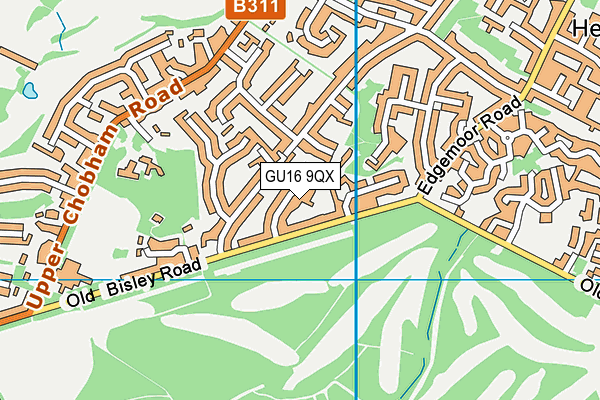 GU16 9QX map - OS VectorMap District (Ordnance Survey) GU16 9QX map - OS VectorMap District (Ordnance Survey)