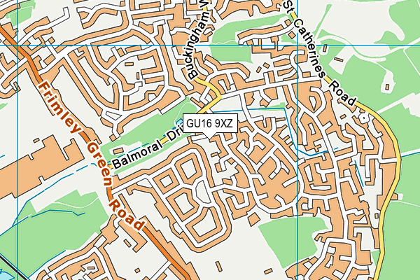 GU16 9XZ map - OS VectorMap District (Ordnance Survey) GU16 9XZ map - OS VectorMap District (Ordnance Survey)