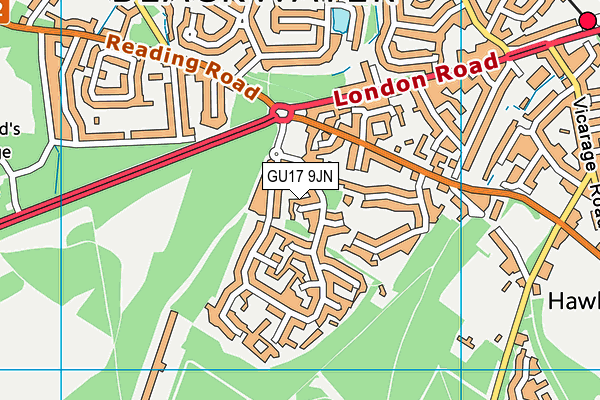 GU17 9JN map - OS VectorMap District (Ordnance Survey) GU17 9JN map - OS VectorMap District (Ordnance Survey)