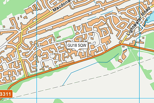 GU18 5QW map - OS VectorMap District (Ordnance Survey) GU18 5QW map - OS VectorMap District (Ordnance Survey)