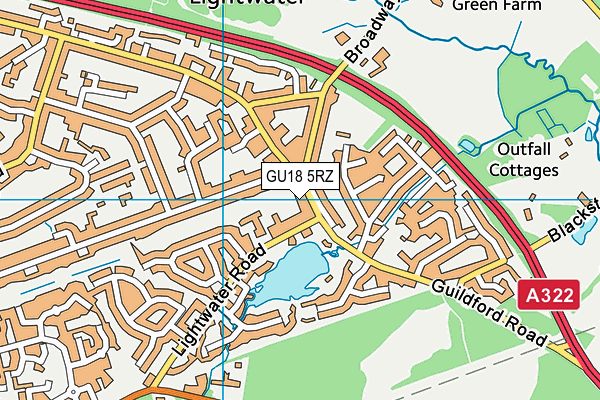 GU18 5RZ map - OS VectorMap District (Ordnance Survey) GU18 5RZ map - OS VectorMap District (Ordnance Survey)
