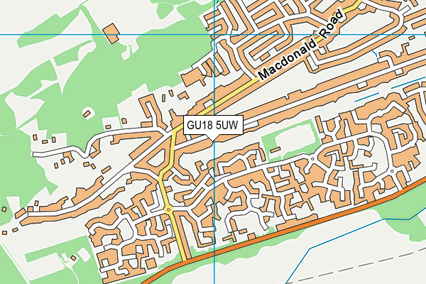 GU18 5UW map - OS VectorMap District (Ordnance Survey) GU18 5UW map - OS VectorMap District (Ordnance Survey)
