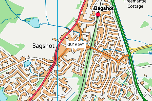 GU19 5AY map - OS VectorMap District (Ordnance Survey) GU19 5AY map - OS VectorMap District (Ordnance Survey)