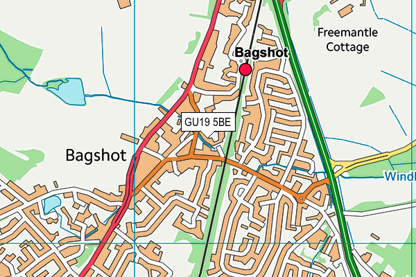 GU19 5BE map - OS VectorMap District (Ordnance Survey) GU19 5BE map - OS VectorMap District (Ordnance Survey)