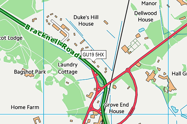 GU19 5HX map - OS VectorMap District (Ordnance Survey) GU19 5HX map - OS VectorMap District (Ordnance Survey)