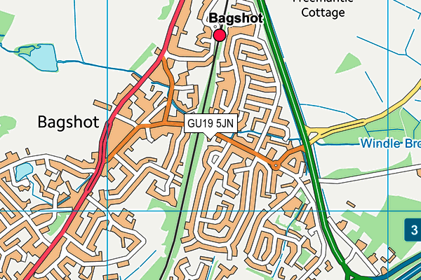 GU19 5JN map - OS VectorMap District (Ordnance Survey)