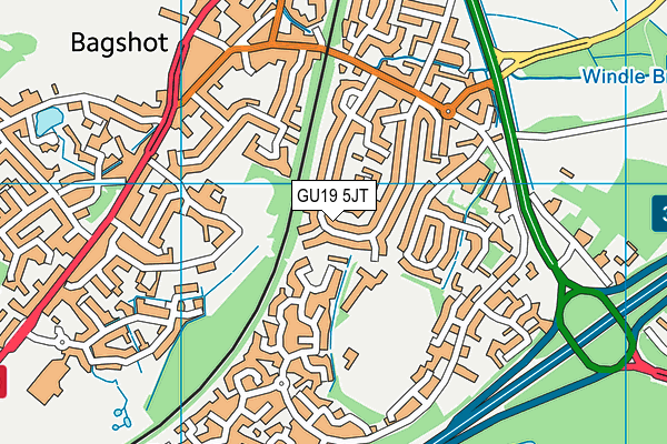GU19 5JT map - OS VectorMap District (Ordnance Survey) GU19 5JT map - OS VectorMap District (Ordnance Survey)