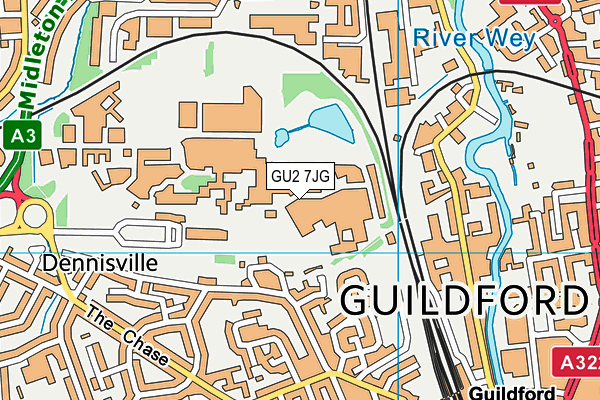 GU2 7JG map - OS VectorMap District (Ordnance Survey) GU2 7JG map - OS VectorMap District (Ordnance Survey)