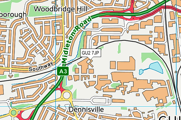 GU2 7JP map - OS VectorMap District (Ordnance Survey) GU2 7JP map - OS VectorMap District (Ordnance Survey)