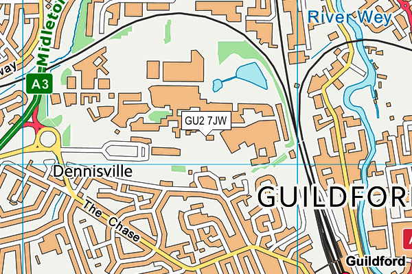 GU2 7JW map - OS VectorMap District (Ordnance Survey) GU2 7JW map - OS VectorMap District (Ordnance Survey)