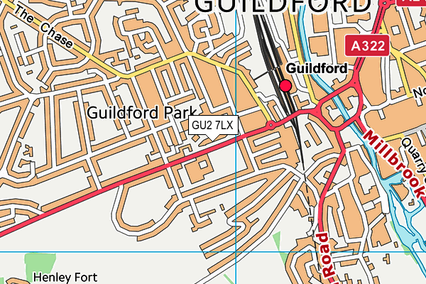 GU2 7LX map - OS VectorMap District (Ordnance Survey) GU2 7LX map - OS VectorMap District (Ordnance Survey)