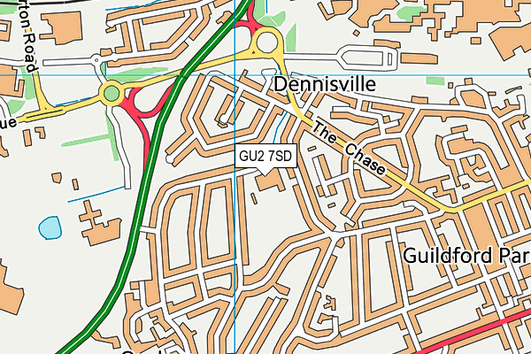 GU2 7SD map - OS VectorMap District (Ordnance Survey) GU2 7SD map - OS VectorMap District (Ordnance Survey)