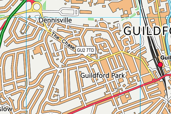 GU2 7TD map - OS VectorMap District (Ordnance Survey) GU2 7TD map - OS VectorMap District (Ordnance Survey)