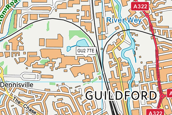 GU2 7TE map - OS VectorMap District (Ordnance Survey) GU2 7TE map - OS VectorMap District (Ordnance Survey)