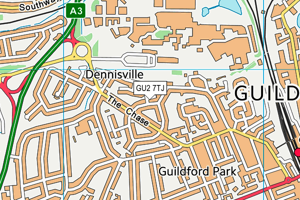 GU2 7TJ map - OS VectorMap District (Ordnance Survey) GU2 7TJ map - OS VectorMap District (Ordnance Survey)
