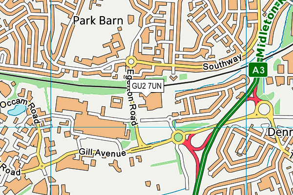 GU2 7UN map - OS VectorMap District (Ordnance Survey) GU2 7UN map - OS VectorMap District (Ordnance Survey)