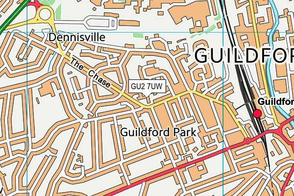 GU2 7UW map - OS VectorMap District (Ordnance Survey) GU2 7UW map - OS VectorMap District (Ordnance Survey)