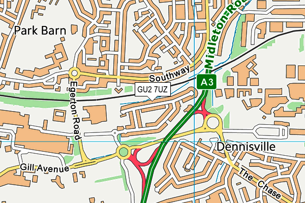 GU2 7UZ map - OS VectorMap District (Ordnance Survey) GU2 7UZ map - OS VectorMap District (Ordnance Survey)