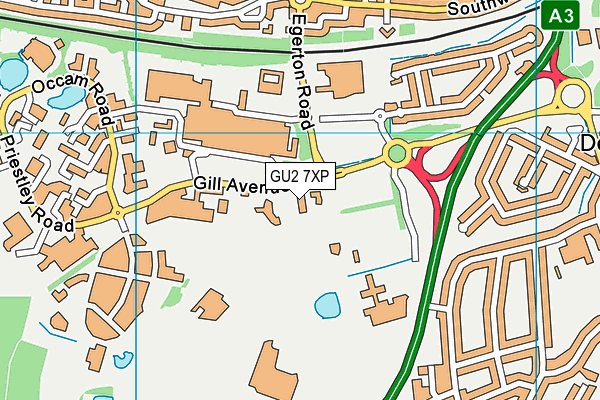 GU2 7XP map - OS VectorMap District (Ordnance Survey) GU2 7XP map - OS VectorMap District (Ordnance Survey)