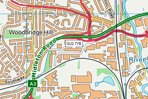 GU2 7YB map - OS VectorMap District (Ordnance Survey) GU2 7YB map - OS VectorMap District (Ordnance Survey)