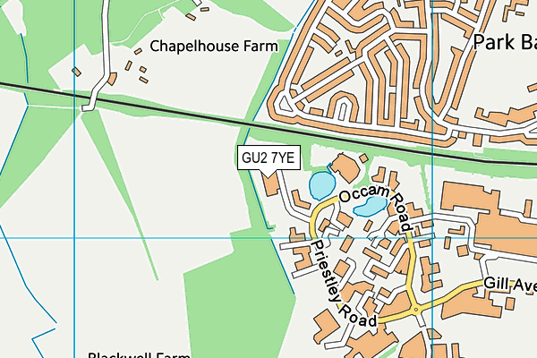 GU2 7YE map - OS VectorMap District (Ordnance Survey) GU2 7YE map - OS VectorMap District (Ordnance Survey)