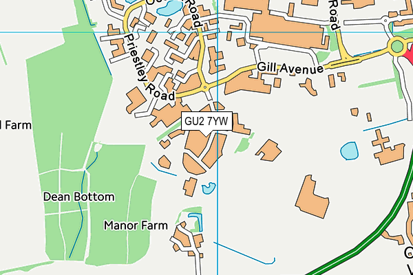 GU2 7YW map - OS VectorMap District (Ordnance Survey) GU2 7YW map - OS VectorMap District (Ordnance Survey)