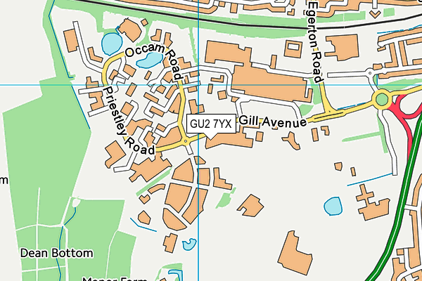 GU2 7YX map - OS VectorMap District (Ordnance Survey) GU2 7YX map - OS VectorMap District (Ordnance Survey)