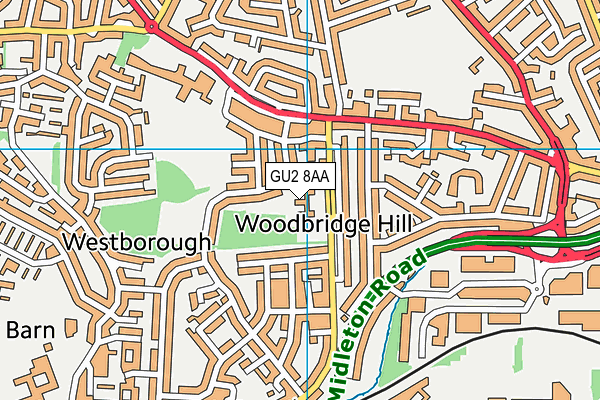 GU2 8AA map - OS VectorMap District (Ordnance Survey) GU2 8AA map - OS VectorMap District (Ordnance Survey)