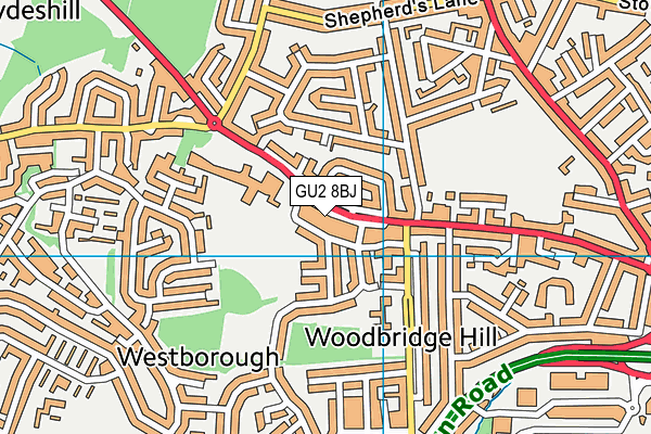 GU2 8BJ map - OS VectorMap District (Ordnance Survey) GU2 8BJ map - OS VectorMap District (Ordnance Survey)