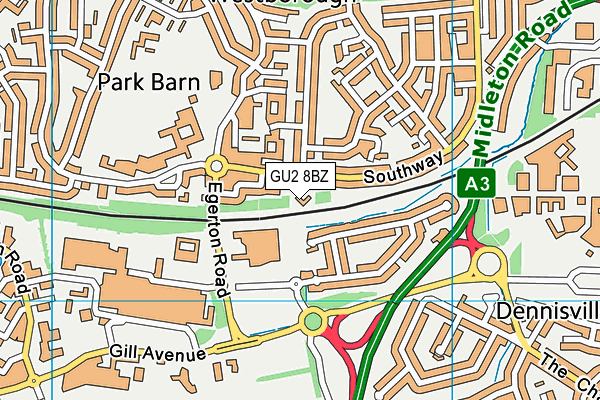 GU2 8BZ map - OS VectorMap District (Ordnance Survey) GU2 8BZ map - OS VectorMap District (Ordnance Survey)