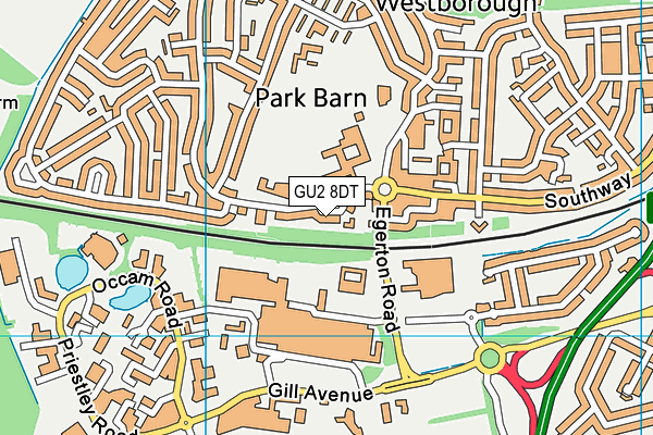 GU2 8DT map - OS VectorMap District (Ordnance Survey) GU2 8DT map - OS VectorMap District (Ordnance Survey)