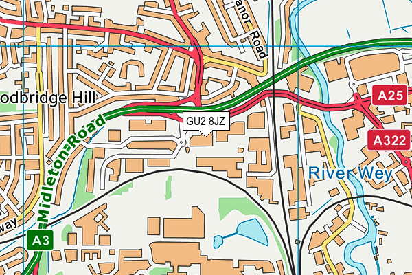 GU2 8JZ map - OS VectorMap District (Ordnance Survey) GU2 8JZ map - OS VectorMap District (Ordnance Survey)