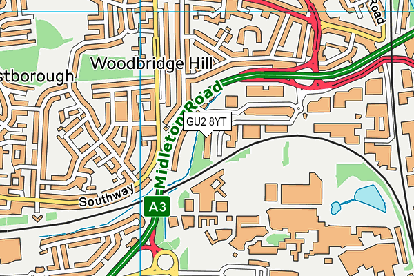 GU2 8YT map - OS VectorMap District (Ordnance Survey) GU2 8YT map - OS VectorMap District (Ordnance Survey)