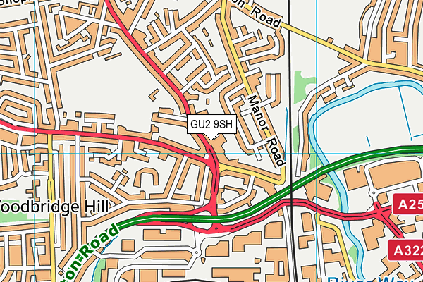 GU2 9SH map - OS VectorMap District (Ordnance Survey) GU2 9SH map - OS VectorMap District (Ordnance Survey)