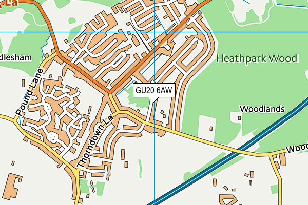 GU20 6AW map - OS VectorMap District (Ordnance Survey)