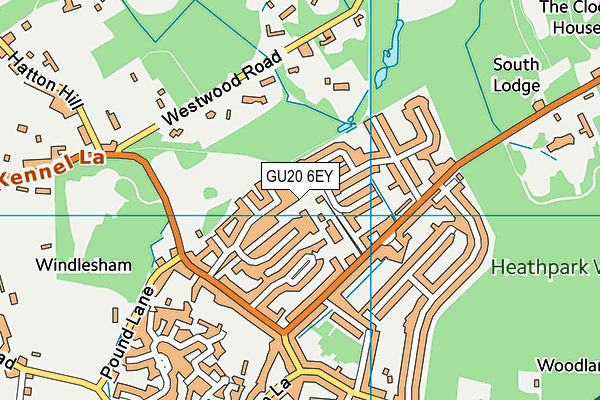 GU20 6EY map - OS VectorMap District (Ordnance Survey) GU20 6EY map - OS VectorMap District (Ordnance Survey)