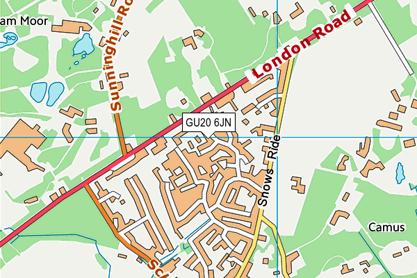 GU20 6JN map - OS VectorMap District (Ordnance Survey)