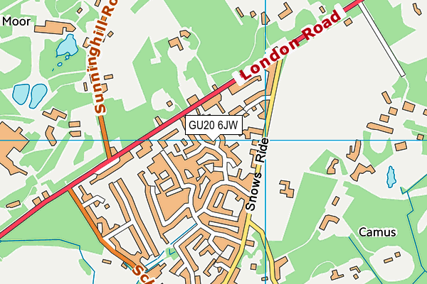 GU20 6JW map - OS VectorMap District (Ordnance Survey)