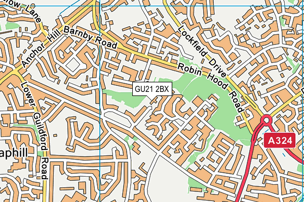 GU21 2BX map - OS VectorMap District (Ordnance Survey) GU21 2BX map - OS VectorMap District (Ordnance Survey)