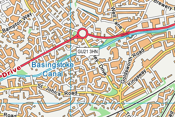 GU21 3HN map - OS VectorMap District (Ordnance Survey) GU21 3HN map - OS VectorMap District (Ordnance Survey)