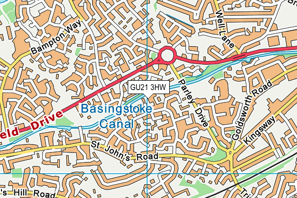 GU21 3HW map - OS VectorMap District (Ordnance Survey) GU21 3HW map - OS VectorMap District (Ordnance Survey)