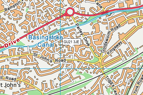 GU21 3JE map - OS VectorMap District (Ordnance Survey)