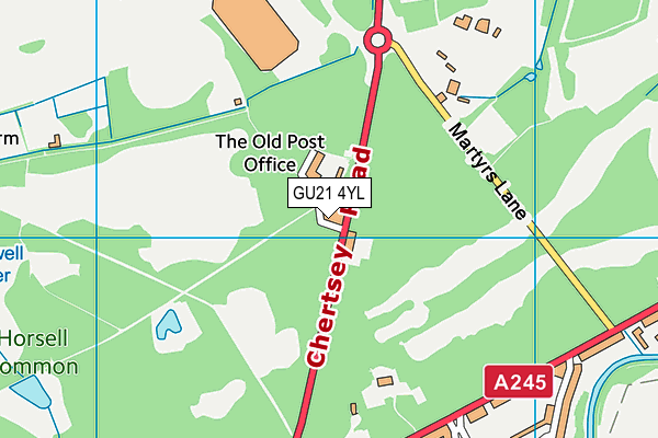 GU21 4YL map - OS VectorMap District (Ordnance Survey) GU21 4YL map - OS VectorMap District (Ordnance Survey)