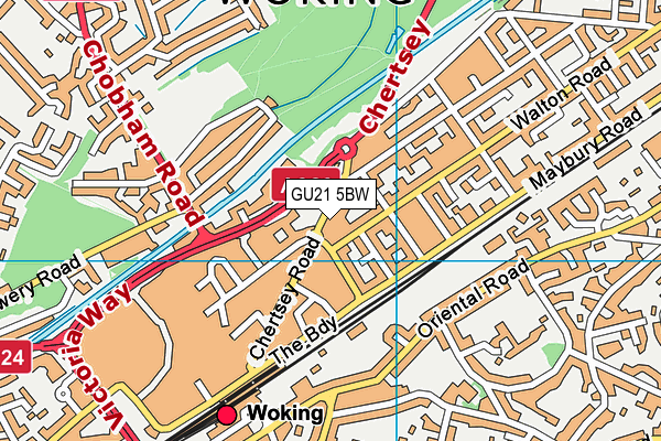 GU21 5BW map - OS VectorMap District (Ordnance Survey) GU21 5BW map - OS VectorMap District (Ordnance Survey)