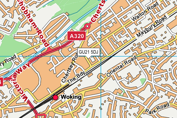GU21 5DJ map - OS VectorMap District (Ordnance Survey) GU21 5DJ map - OS VectorMap District (Ordnance Survey)
