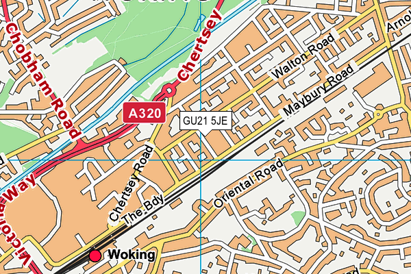 GU21 5JE map - OS VectorMap District (Ordnance Survey) GU21 5JE map - OS VectorMap District (Ordnance Survey)