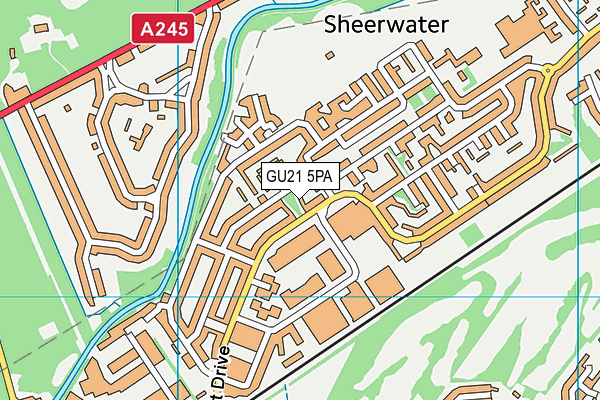 GU21 5PA map - OS VectorMap District (Ordnance Survey) GU21 5PA map - OS VectorMap District (Ordnance Survey)