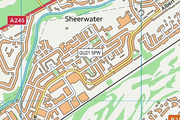 GU21 5PW map - OS VectorMap District (Ordnance Survey) GU21 5PW map - OS VectorMap District (Ordnance Survey)