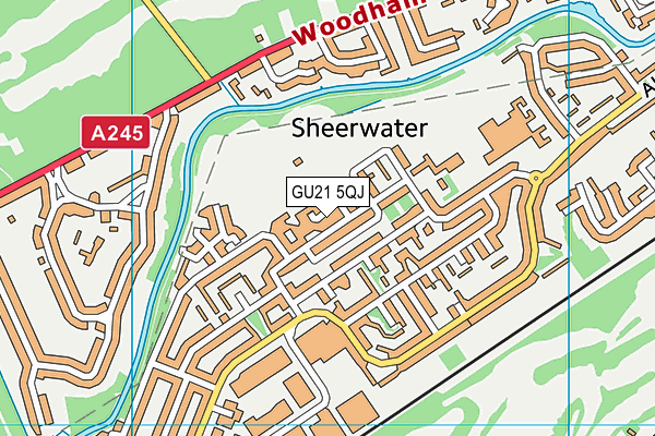 GU21 5QJ map - OS VectorMap District (Ordnance Survey) GU21 5QJ map - OS VectorMap District (Ordnance Survey)